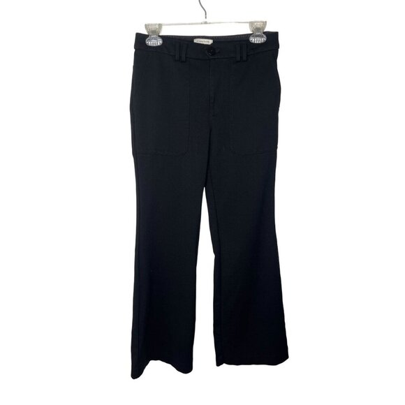 Anthropologie The Essential Trouser Wide Leg Black Pants Size 4 - Picture 2 of 6